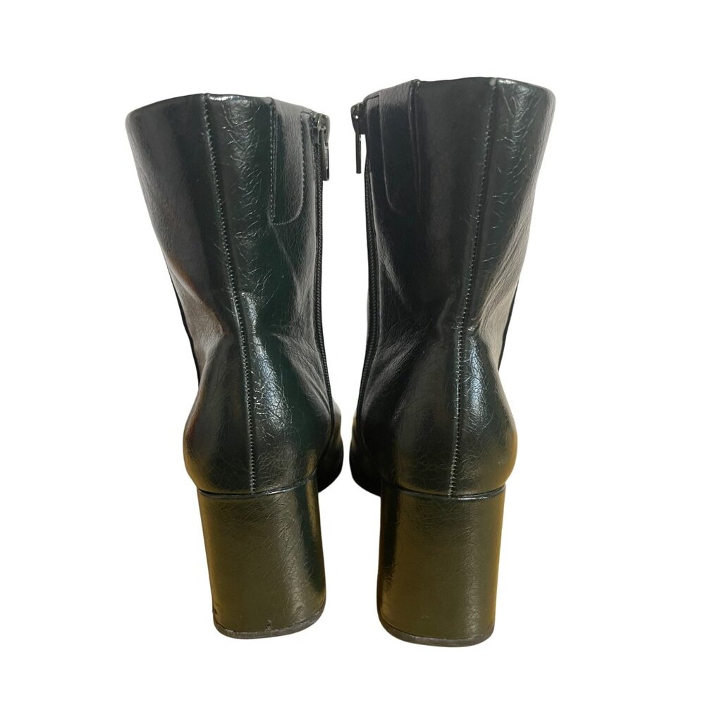 A New Day Womens Green Faux Leather Block Heel Ankle Boots Size 8 - Picture 2 of 9